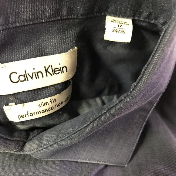 Calvin Klein non-iron slim fit dress shirt size 17 - Picture 3 of 5